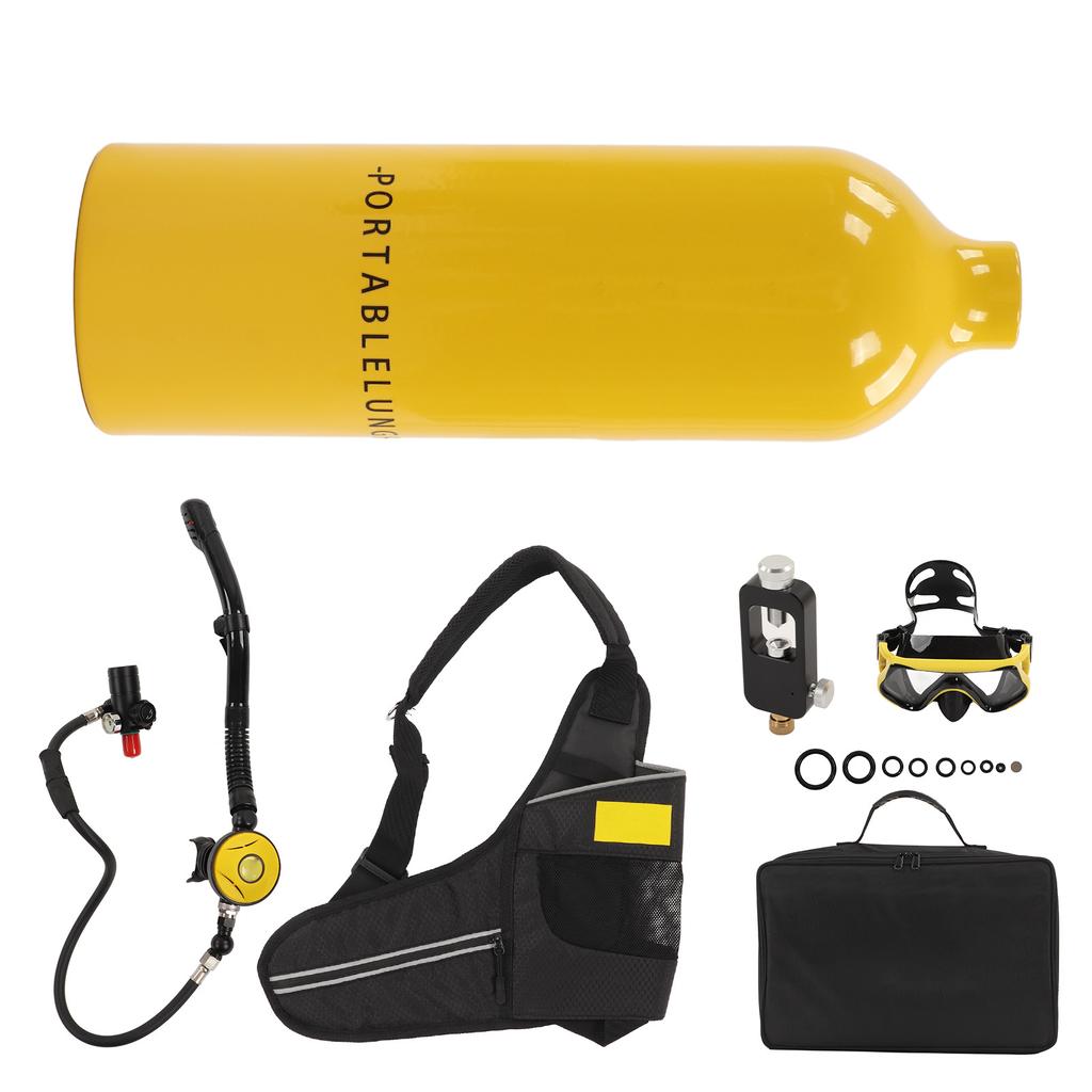 DIDEEP 1L Mini Scuba Diving Tank Pressure Relief Valve Kit with Diving Goggles Strap Bag Refill Adapter
