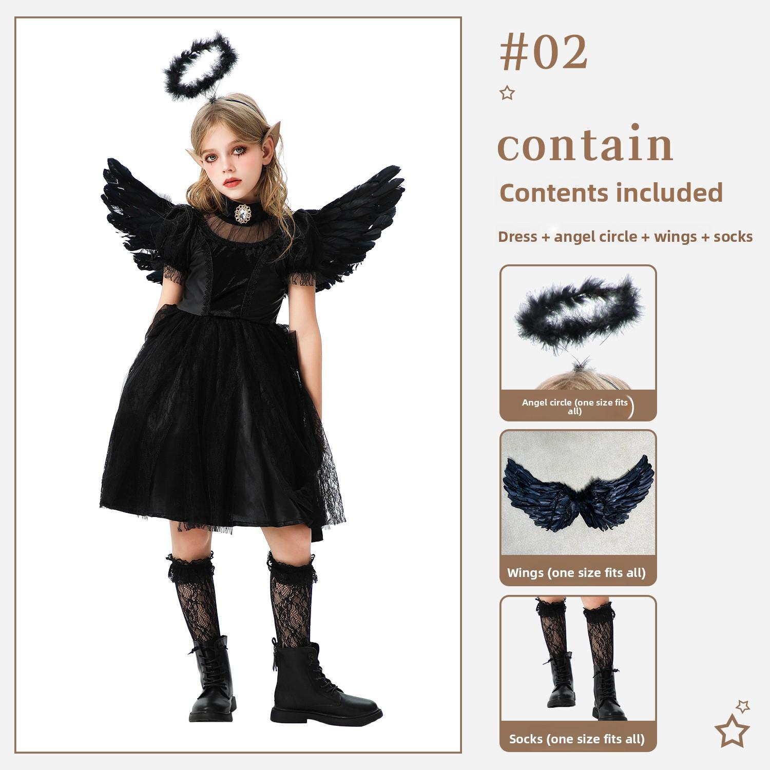 Kids Angel Costume Dress with Wings