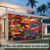[2D Flat Banner] 1 Piece - 80s and 90s Hip Hop Graffiti Party Backdrop Fabric XY