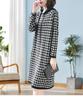 Plus Size Houndstooth Autumn Dress with Mid-Length Skirt