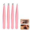 4-Piece Stainless Steel Eyebrow Tweezers Set with Slanted & Straight Tips for Precise Plucking