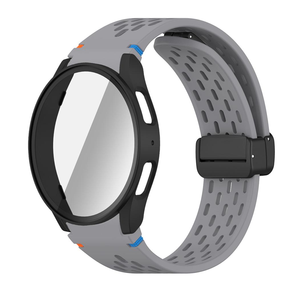Case+Strap for Samsung Galaxy Watch 7 6 5 4 40/44mm Silicone Magnetic Band Tempered Glass Screen Film PC Protector Cover Bumper