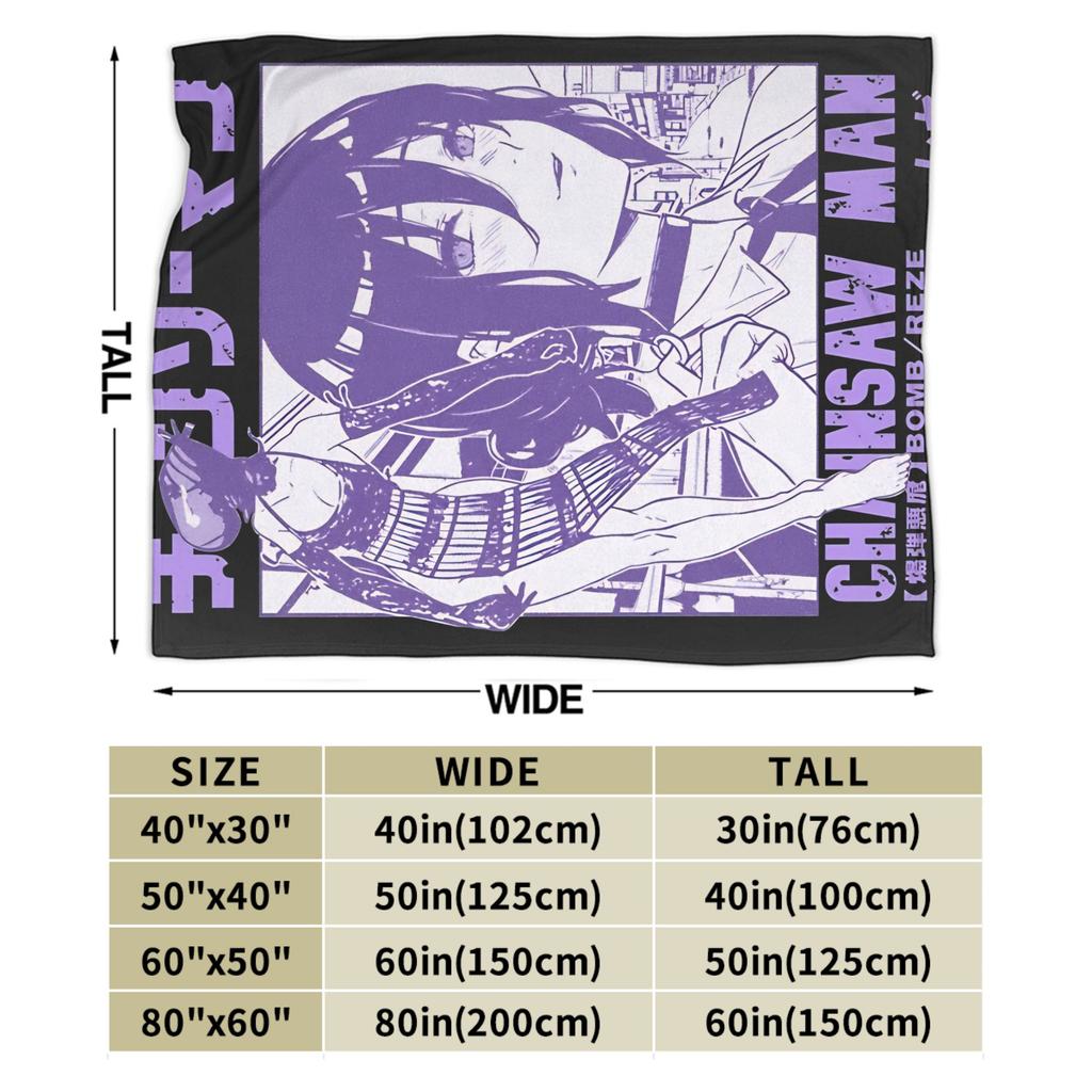 Chainsaw Man Reze Japanese Flannel Blanket  Soft Warm Throw Blanket for Outdoor Picnic Comfortable Bedspread Sofa Bed Cover