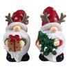 Small Statue for Living Room Christmas Gnome Figurine, Resin Red Santa Dwarf with Tree/Gift Box, Cute Faceless Antlers Tomte Swedish Nordic