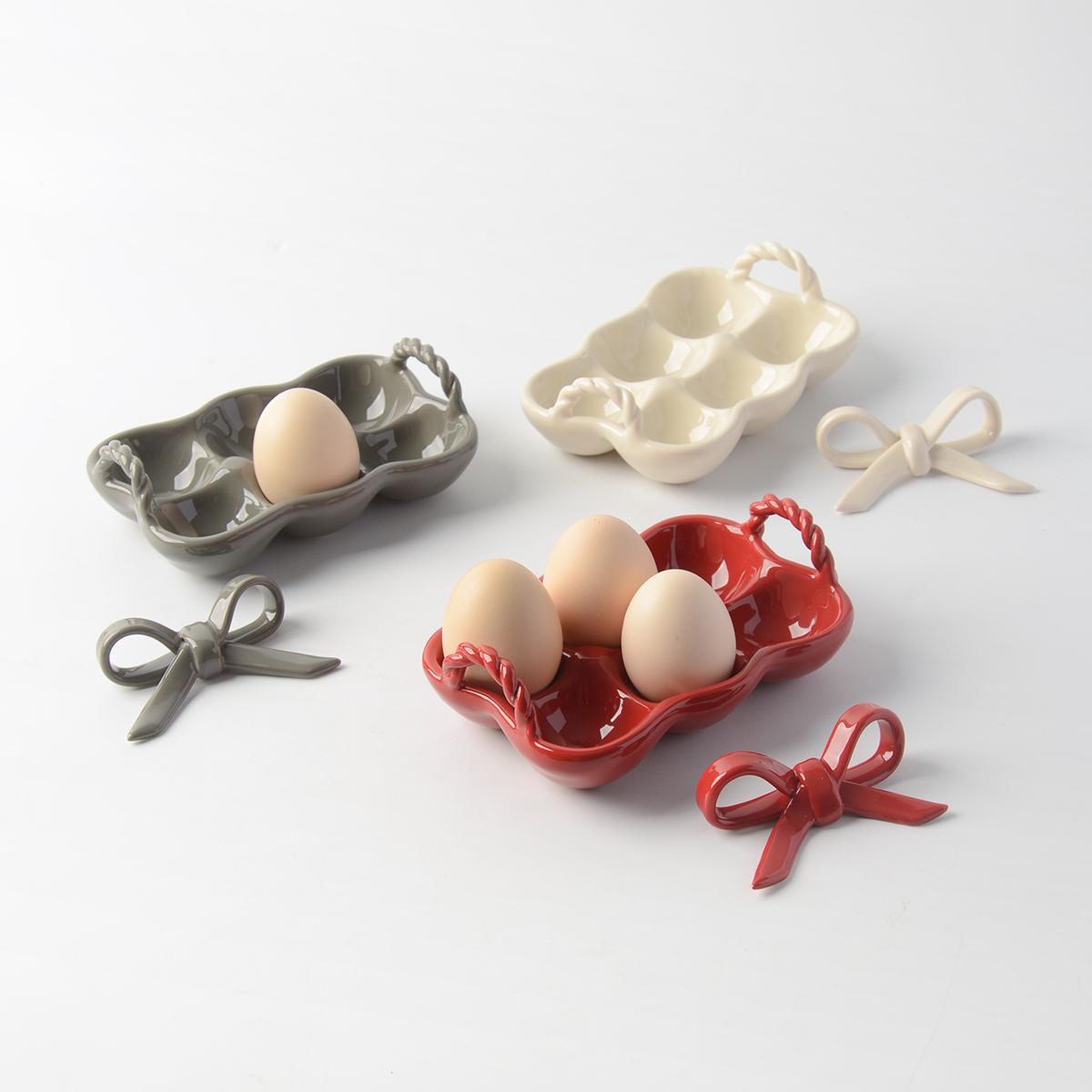 Exquisite Ceramic Egg Tray 6 Lattice Egg Storage Box Household Kitchen Refrigerator Egg Storage Kitchen Decoration Accessories