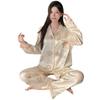 Silky Ice Silk Pajamas Women'S Spring And Autumn Cartoon Jiyika Wow Small Eight Long-Sleeved Casual Loungewear Two-Piece Set