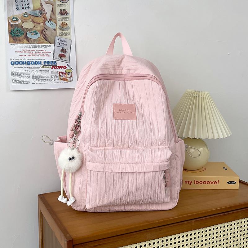 Schoolbag large capacity fashion letter backpack small fresh nylon new backpack bag female personality striped college bag