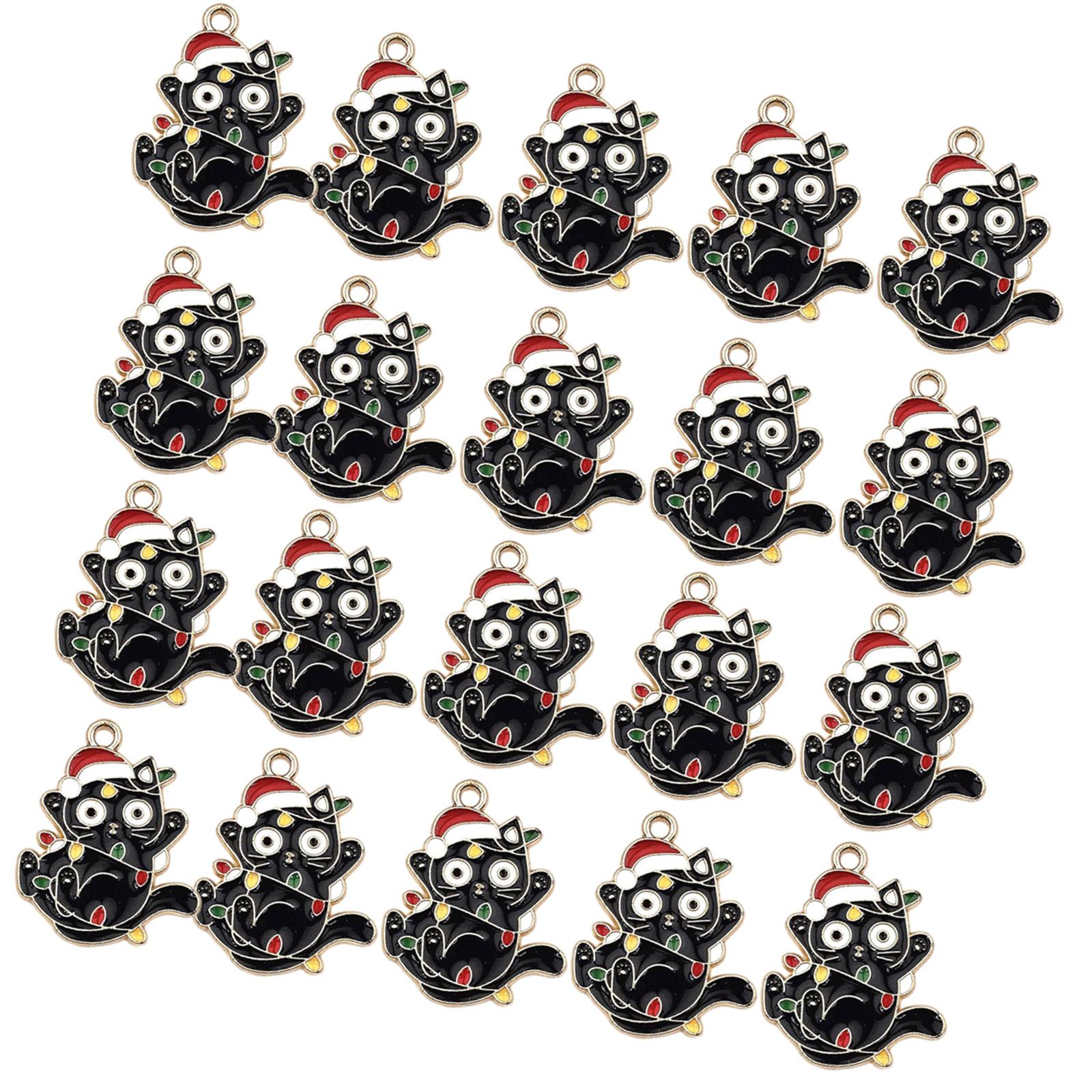 

Pack of 20 Christmas Jewelry Charm Cats Pendants for Keychain Crafting Holiday Necklace and Bracelet Crafting Components