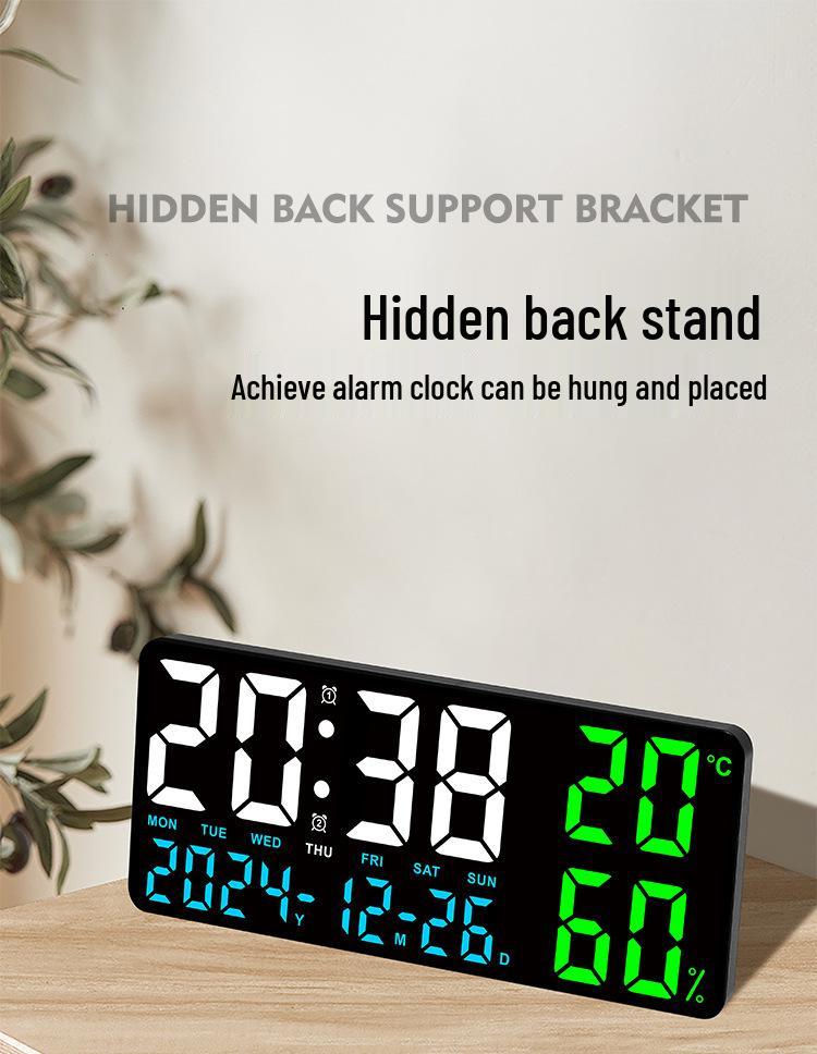 GH9002 Multi-functional Wall Clock: Large Font, Night Light, Temperature & Humidity Display, Multiple Alarms