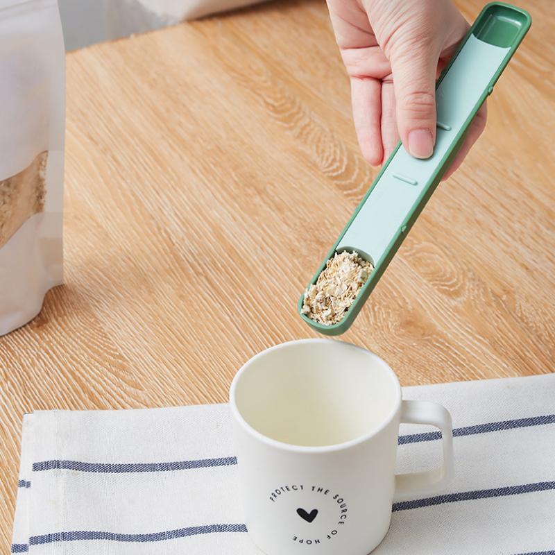 1PC Adjustable Kitchen Scale Measuring Cup Double-ended Baking Scale Measuring Spoon Coffee Salt Quantitative Gadget