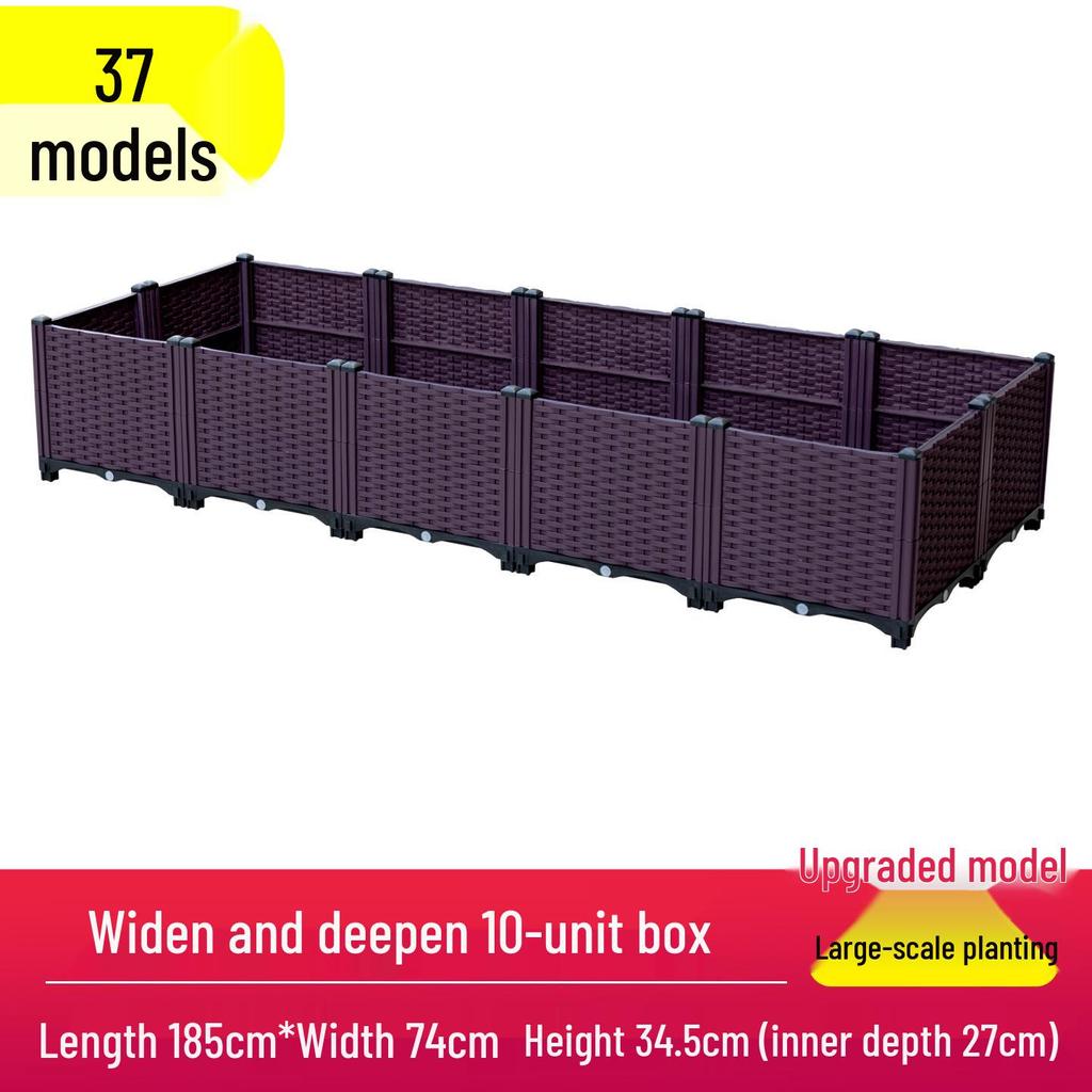 Outdoor Flower & Vegetable Planter: Large Rectangular Plastic Box for Balcony & Rooftop Gardening