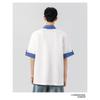 Men Loose Drop Shoulder Color Block Turn Down Collar Short Sleeve Polo T Shirt