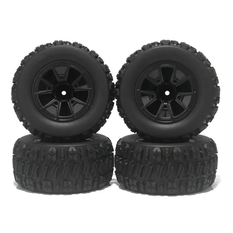 4PCS 90mm 12mm Hex Monster Truck Rubber Tires Off Road Buggy Wheel for 1/14 RC Car Wltoys 144010 MJX Hyper Go 14209 14210 RC Car