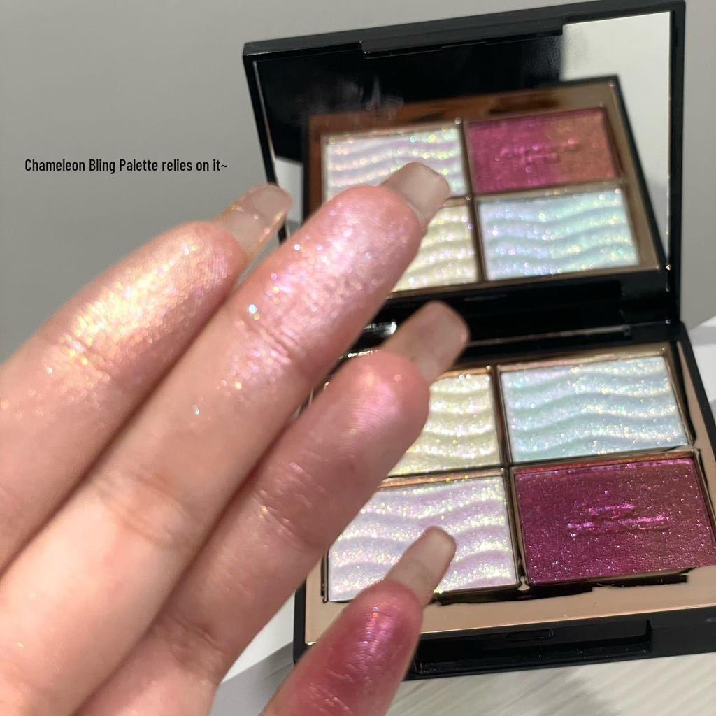 HERORANGE Color-Changing Rhinestone Dream Eyeshadow Palette - Super Sparkle & Pearlescent Highlight.