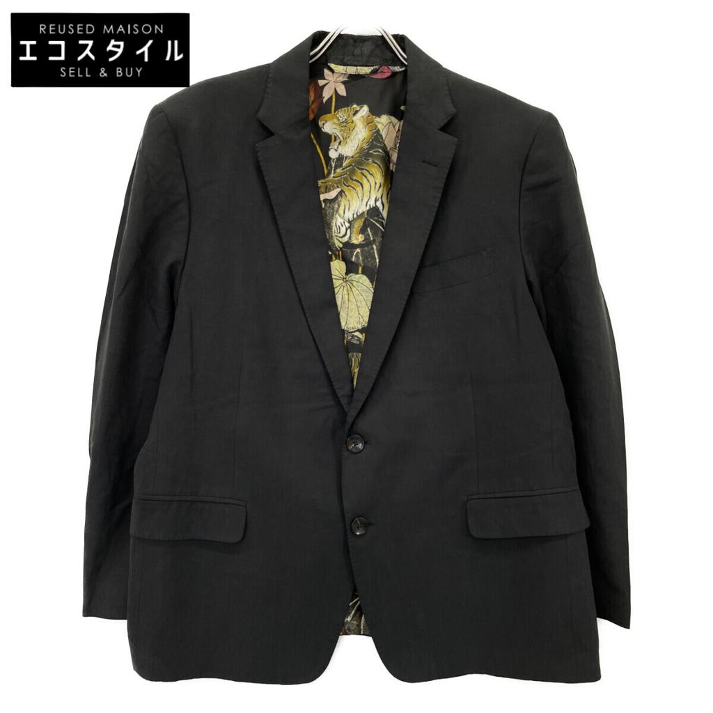 ETRO Black 2B tailored jacket with botanical tiger lining Jacket 60 blackUsed
