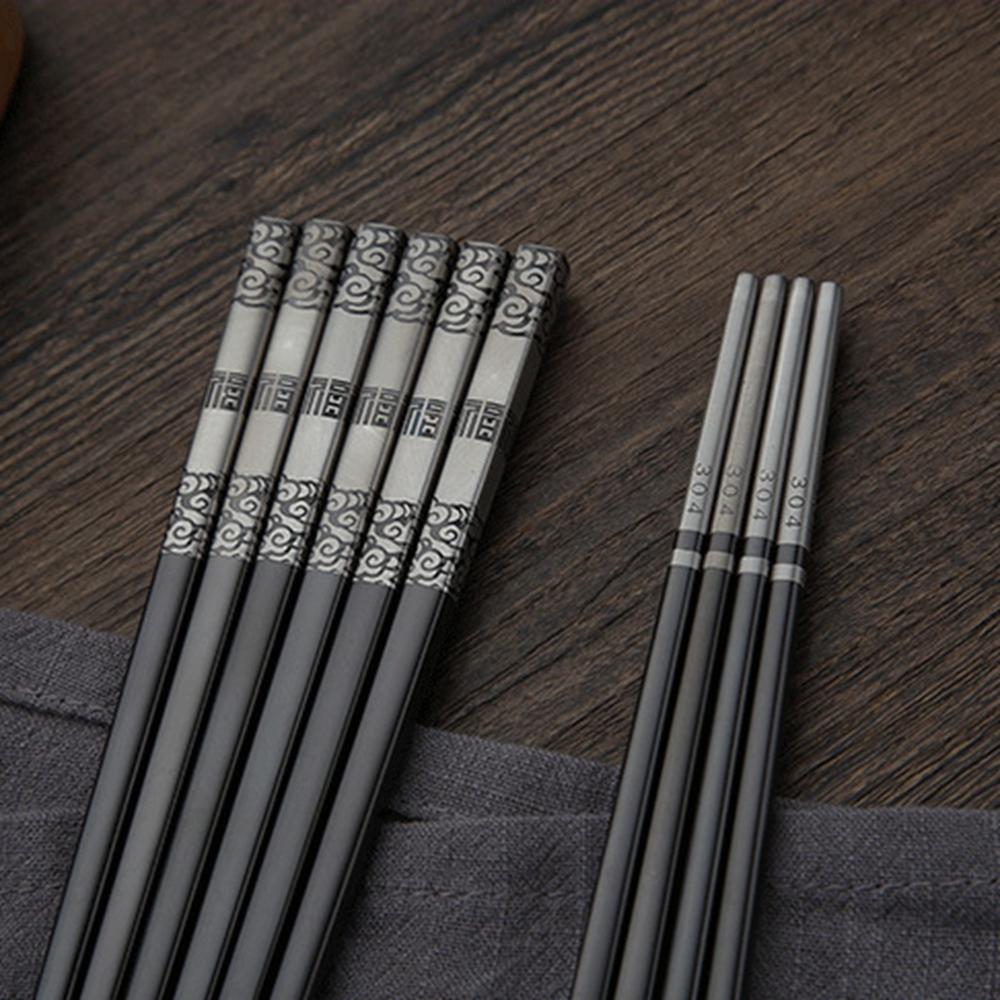Anti Scald Chinese Japanese Engraving Korean Tableware Chopsticks Flatware Kitchen Supplies