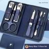 Professional Manicure Tool Seven-Piece Set Pink Stainless Steel Curved Blade Nail Clippers Trimmer with Wide Jaw Opening