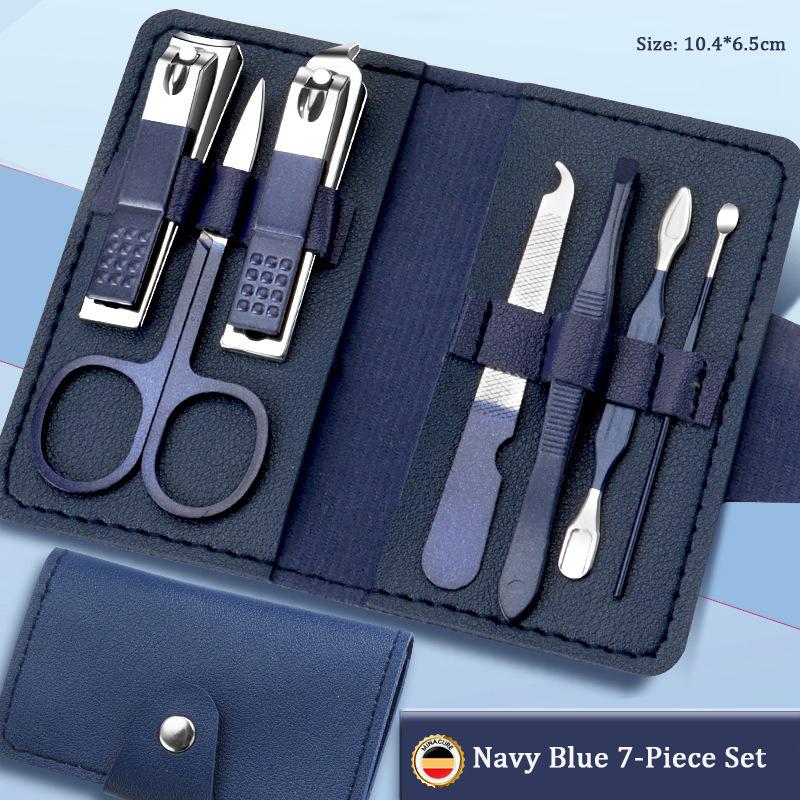 Professional Manicure Tool Seven-Piece Set Pink Stainless Steel Curved Blade Nail Clippers Trimmer with Wide Jaw Opening