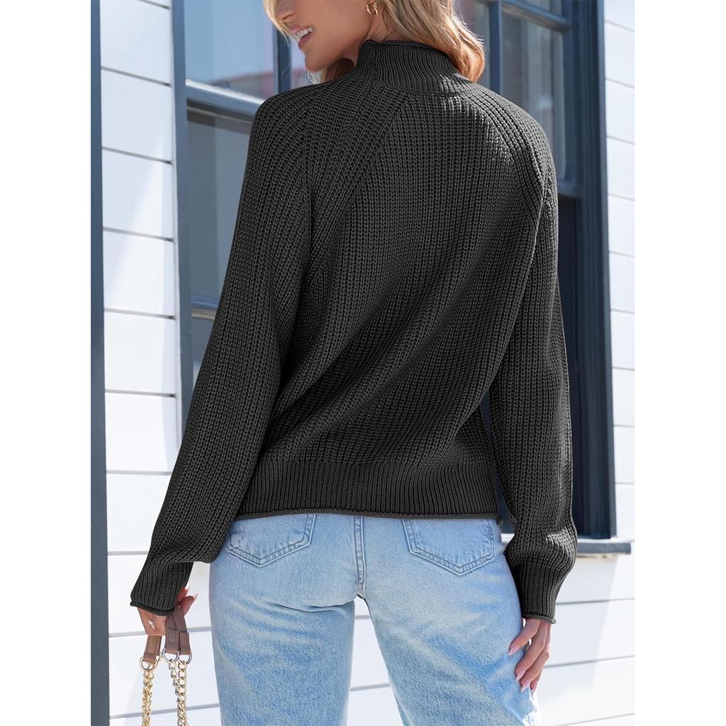Maglione da donna alla moda, girocollo, maglione largo a maniche lunghe in maglia