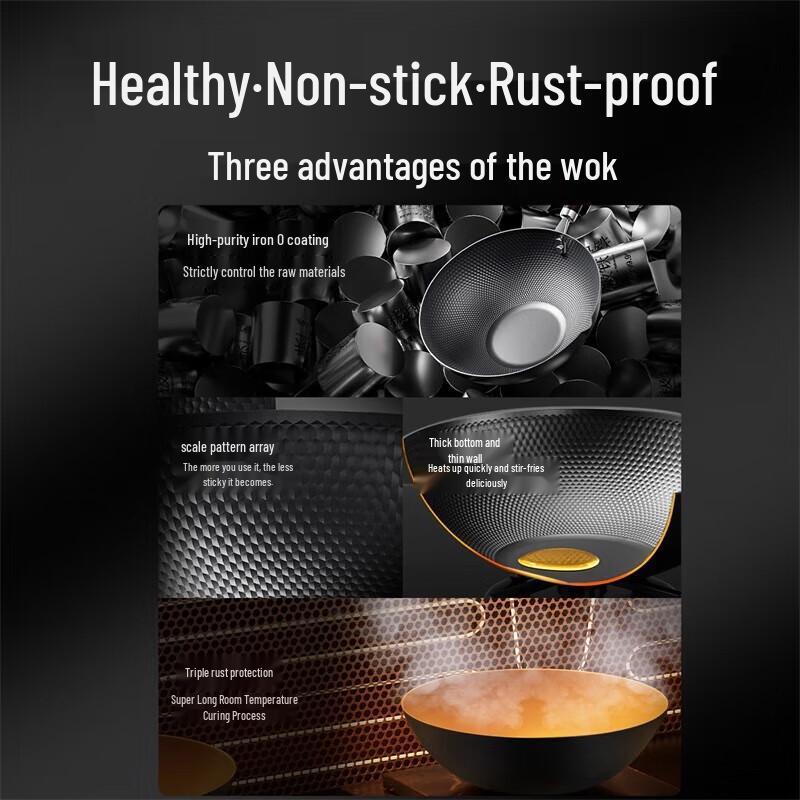 Chuidahuang 32cm Wrought Iron Wok