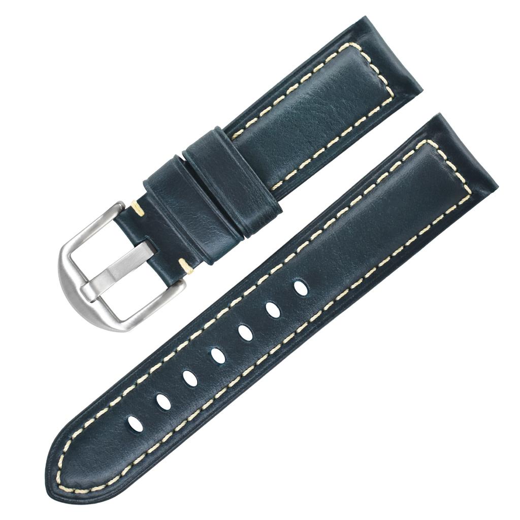 First Layer Genuine Cowhide Oil Wax Leather Business Watch Strap 18mm to 26mm Replacement for Cartier Watch Durable Wristband Accessory