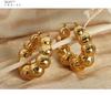 Textured Gold-Plated Titanium Steel U-Shaped Earrings with Steel Ball Design