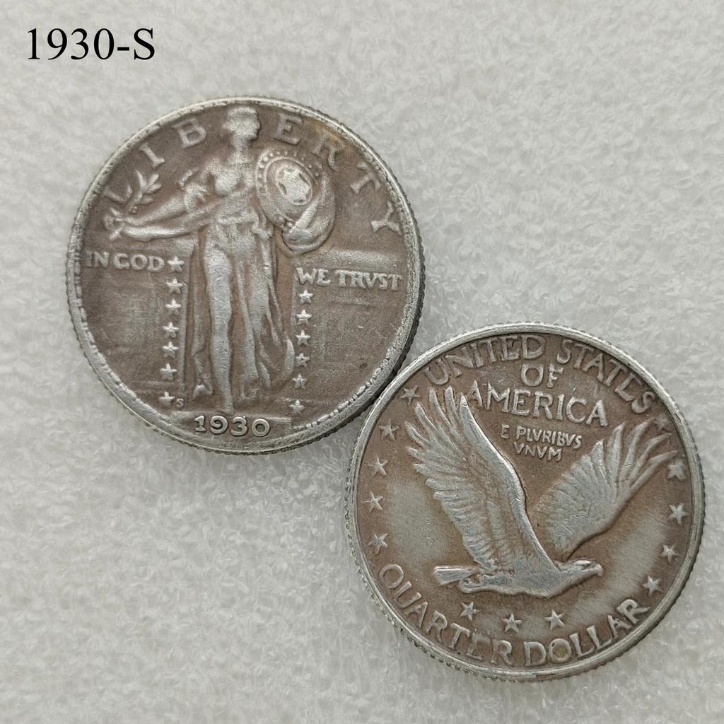Antique American Liberty 25 Cents Coin, 1916-1930, Optional Brass or Silver Plated