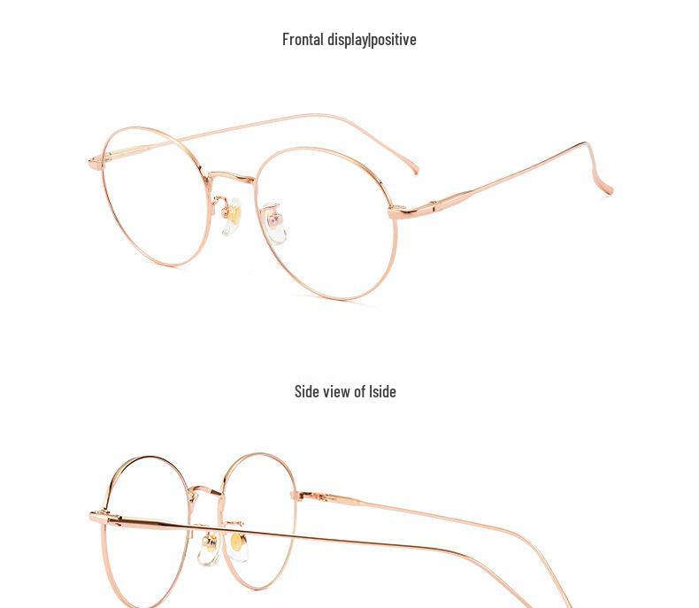 Ultralight Pure Titanium Rim Eyeglasses for Women - Xiaohongshu Style, Anti-Blue Light, Retro, Myopia Compatible (Model 1640)