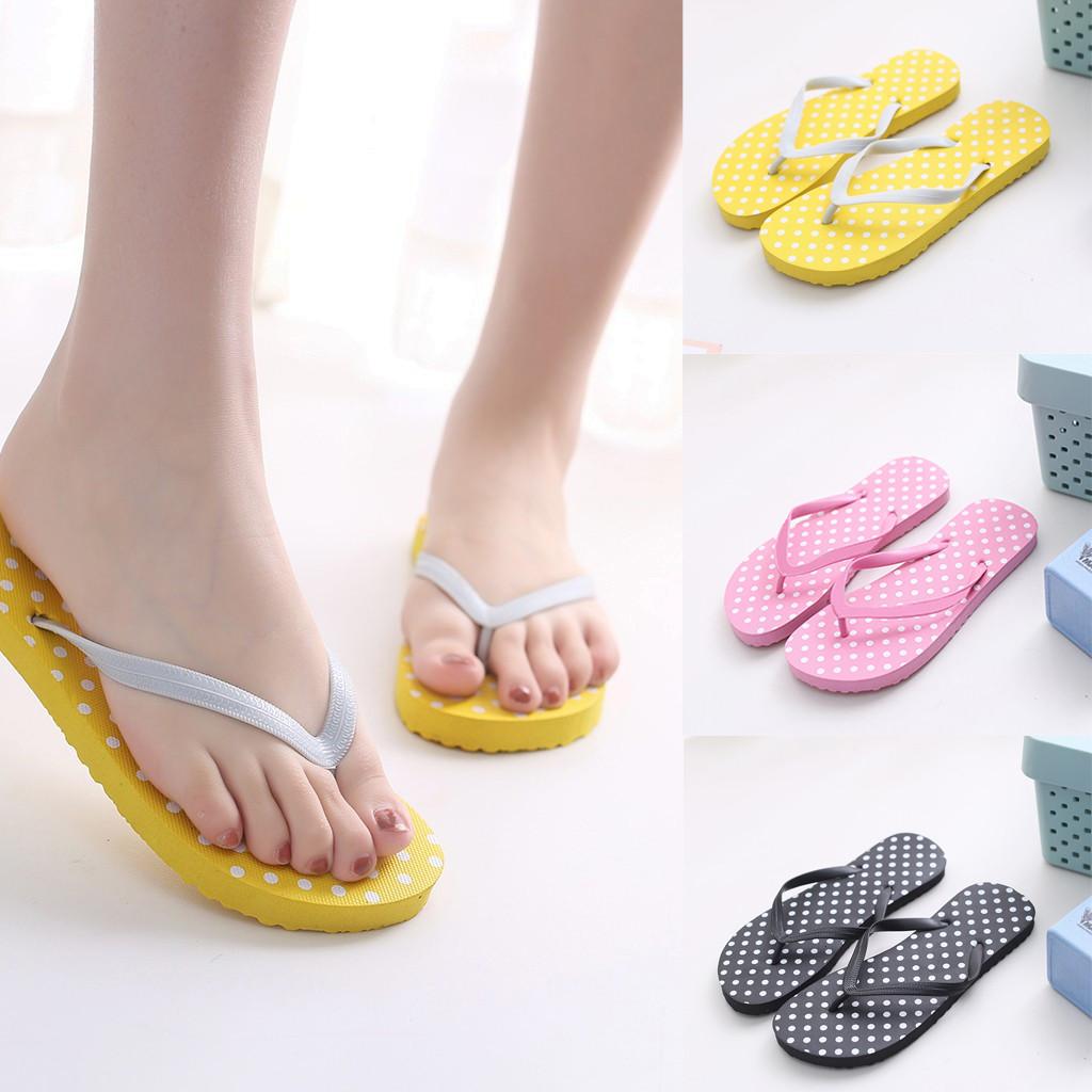 Buy Women's Gilrs Summer Dot Beach Flip Flops Anti-slip Slipper Casual ...