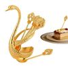 Creative Swan-Shaped Coffee Bracket Stirring Spoon Set 6 Pieces Zinc Alloy Stirring Coffee Bar Spoons Set With Swan Holder
