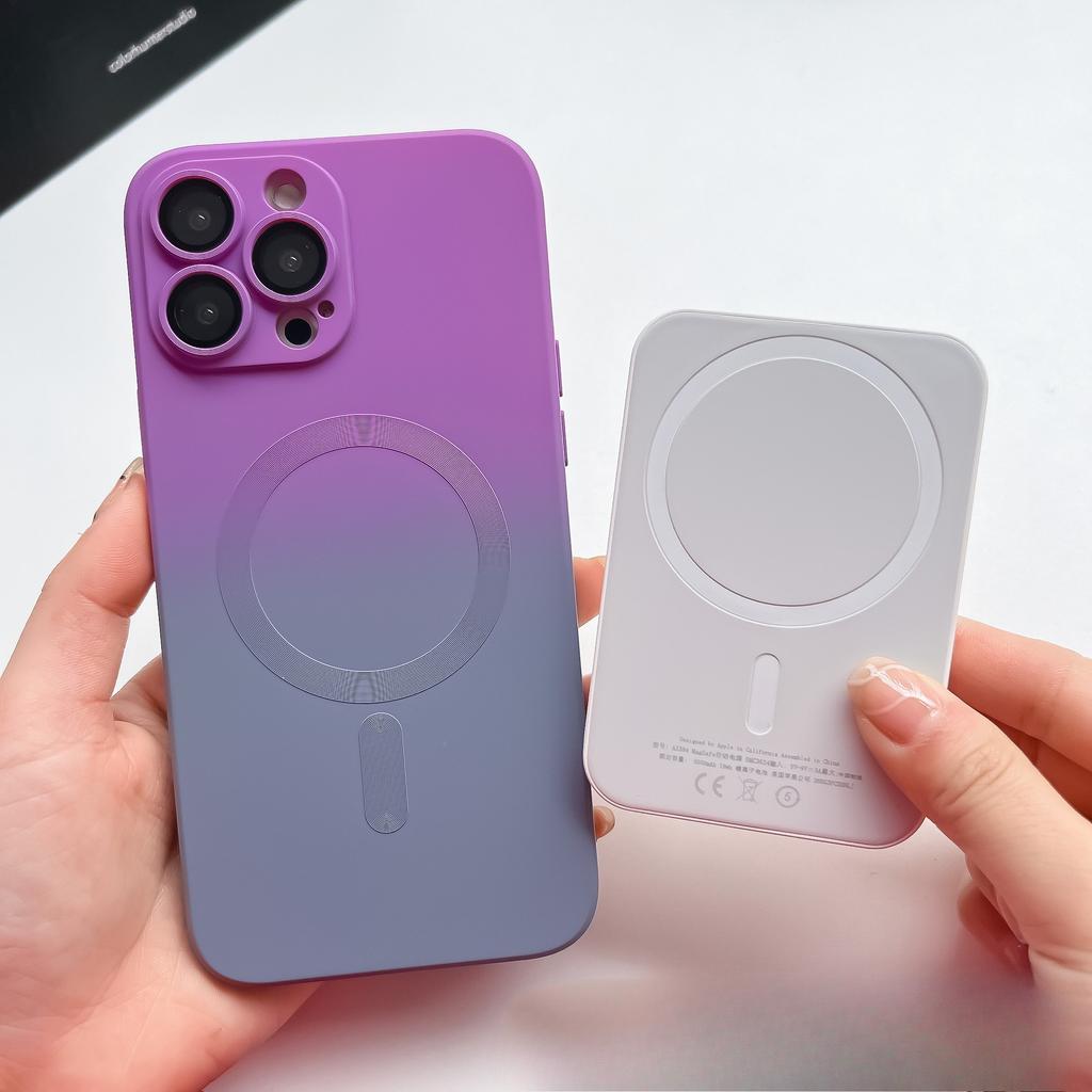 Applicable To IPhone17PRO Mobile Phone Case Gradient Magnetic Scrub Apple 16E Silicone 15 Full Package Anti Fall Protection Case