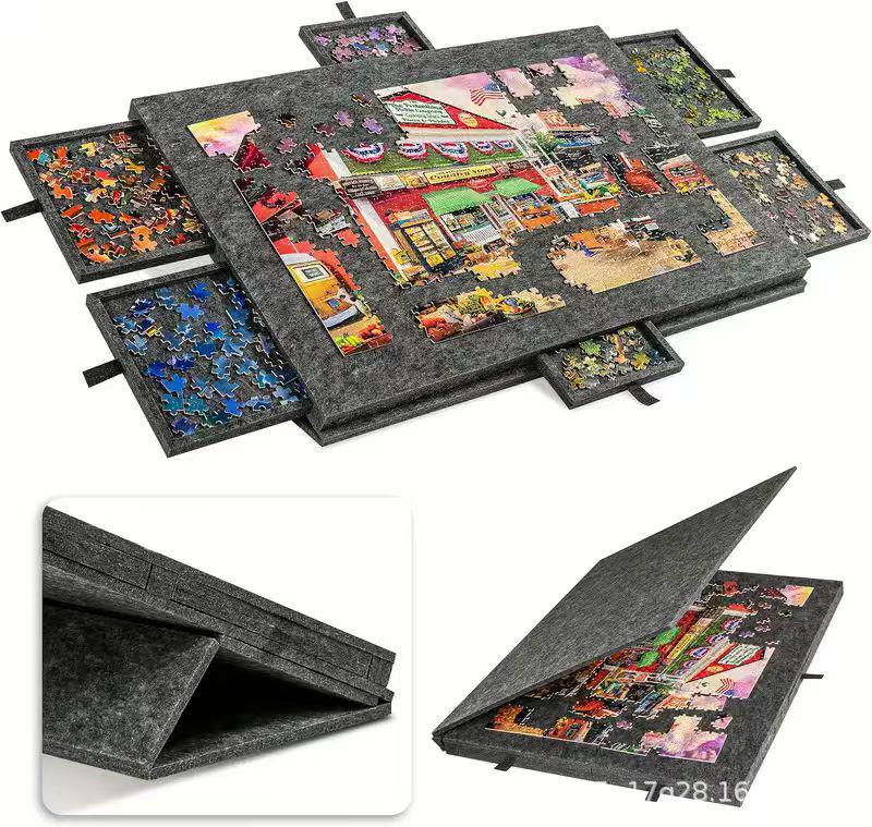 

Puzzle Sorting Board with Stand, Lid & 6 Drawers for Kids