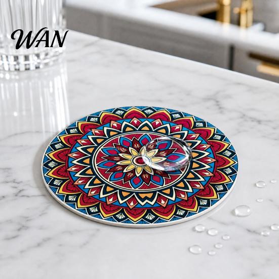 Non-slip Cup Coasters 8PCS Coasters, Colorful Wood with Non-Slip Heat Insulation Set Waterproof Drink Holder, for Home Office Dining Table Decorative