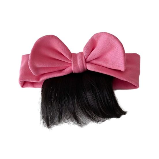 Baby Wig Headband with Bow Design Realistic Simulated Hair Material Secure Elastic Strap Baby Costume Hairband