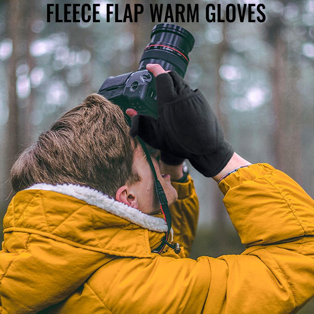 Winter Warme Halbhandschuhe Outdoor Thermo Fleece Handschuh Elastisches Armband Mann Frauen Kinder Winddichter Fäustling zum Radfahren