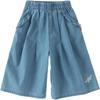 Dave & Bella Girls' Denim Cropped Wide-Leg Pants