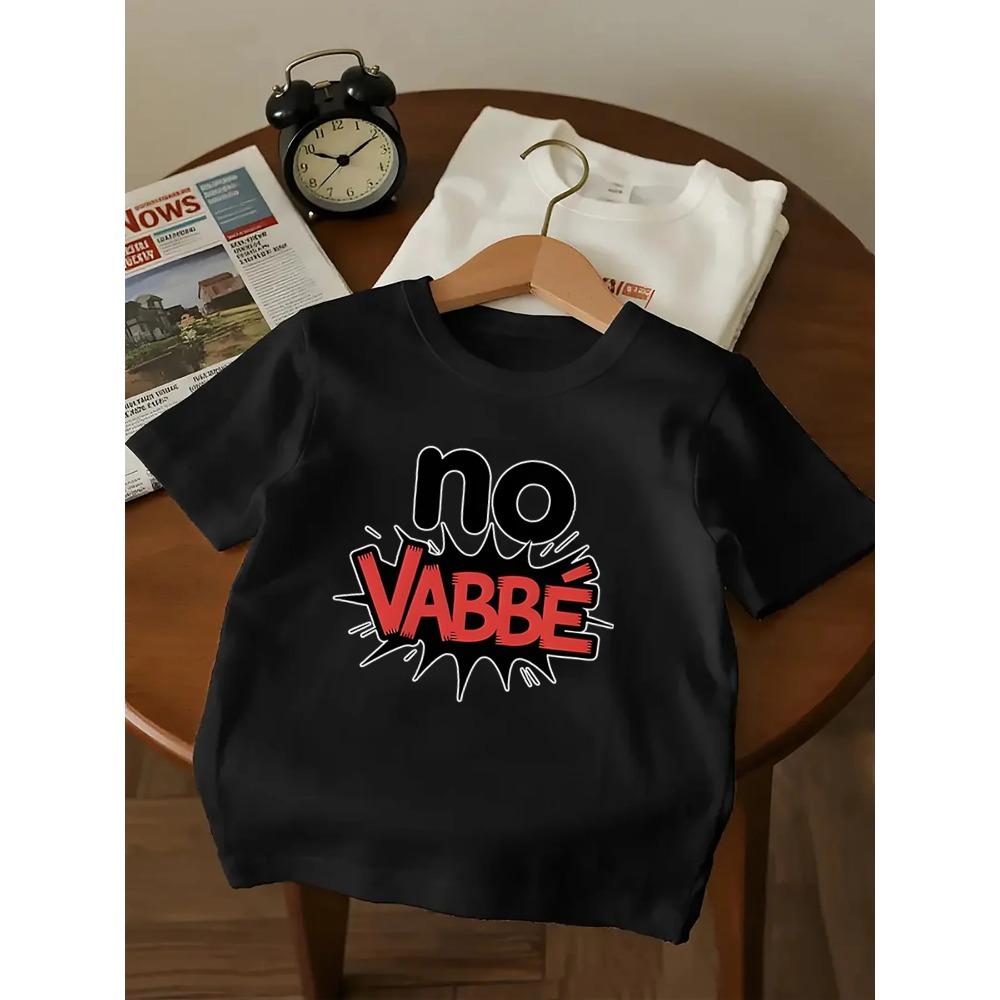 NO VABBE Kids' T-shirt Fun Cat Print Casual Sitting Short Sleeve Parent-Child Matching Clothes for Children
