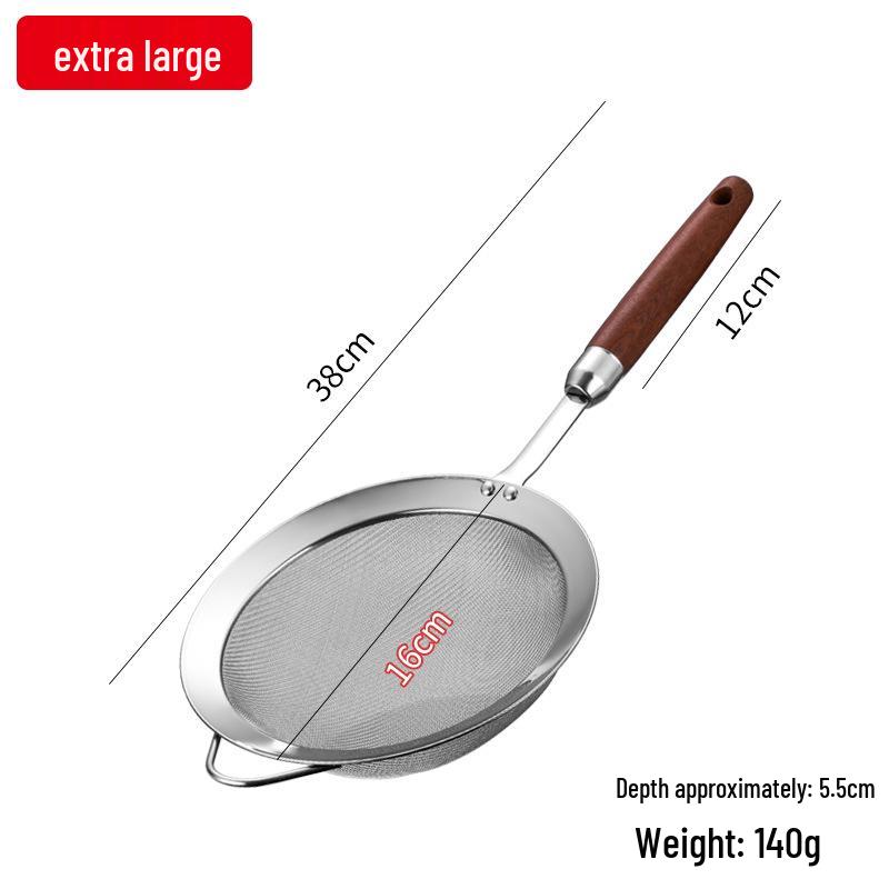 304 Stainless Steel Mesh Sieve with Wooden Handle for Soy Milk, Juice, Tea, and Baking