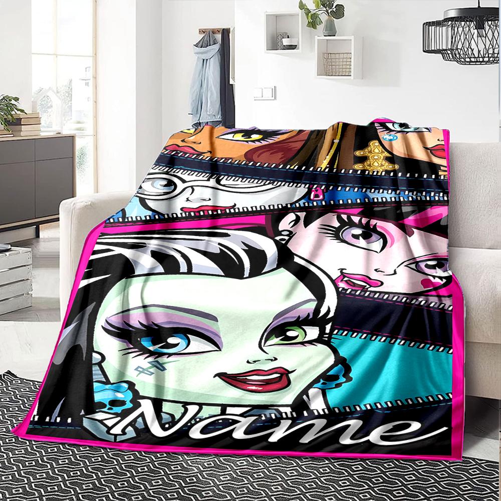 Customiz Name Personality Monster High Blanket Soft &Warm Sofa Office Bed Travel Lunch Break Blanket, Gift Suitable All Seasons
