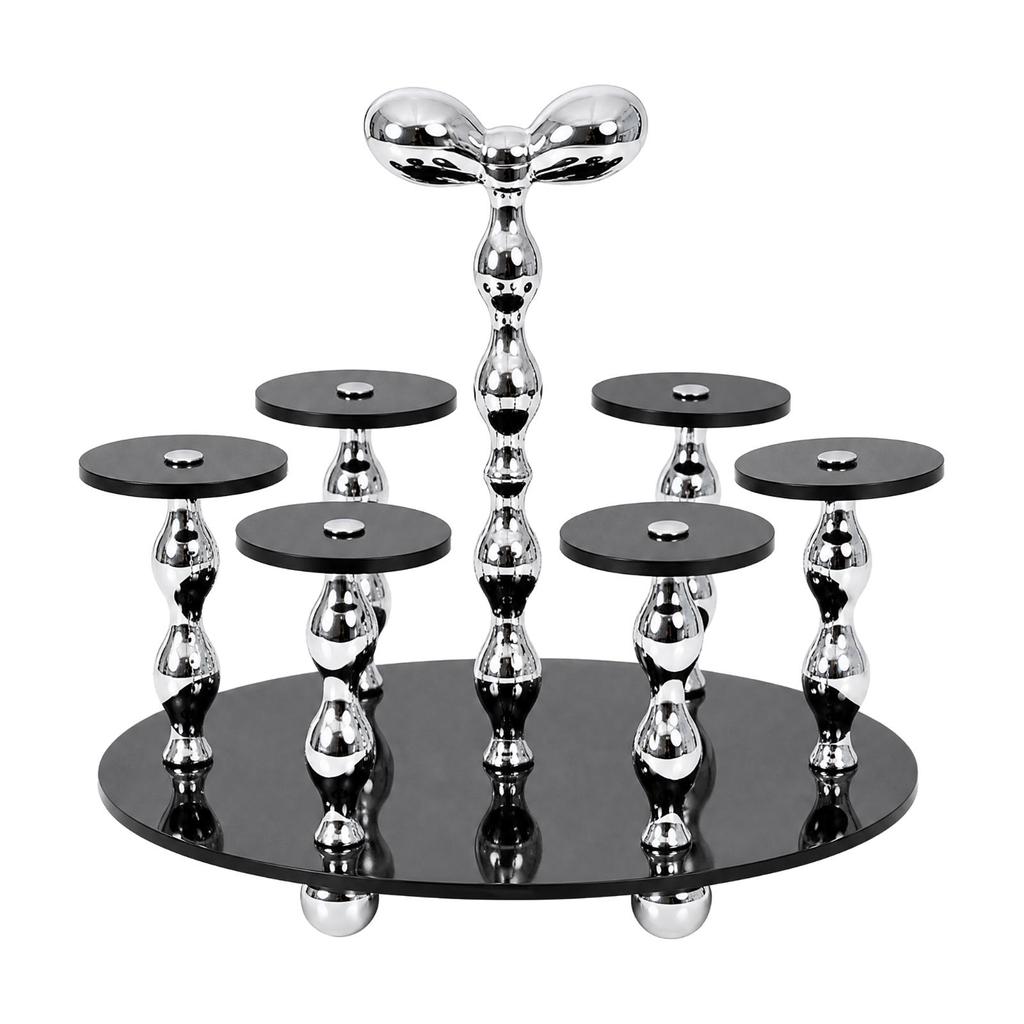 Acrylic Cup Rack with Round Base Space-Saving Chrome-Finish
