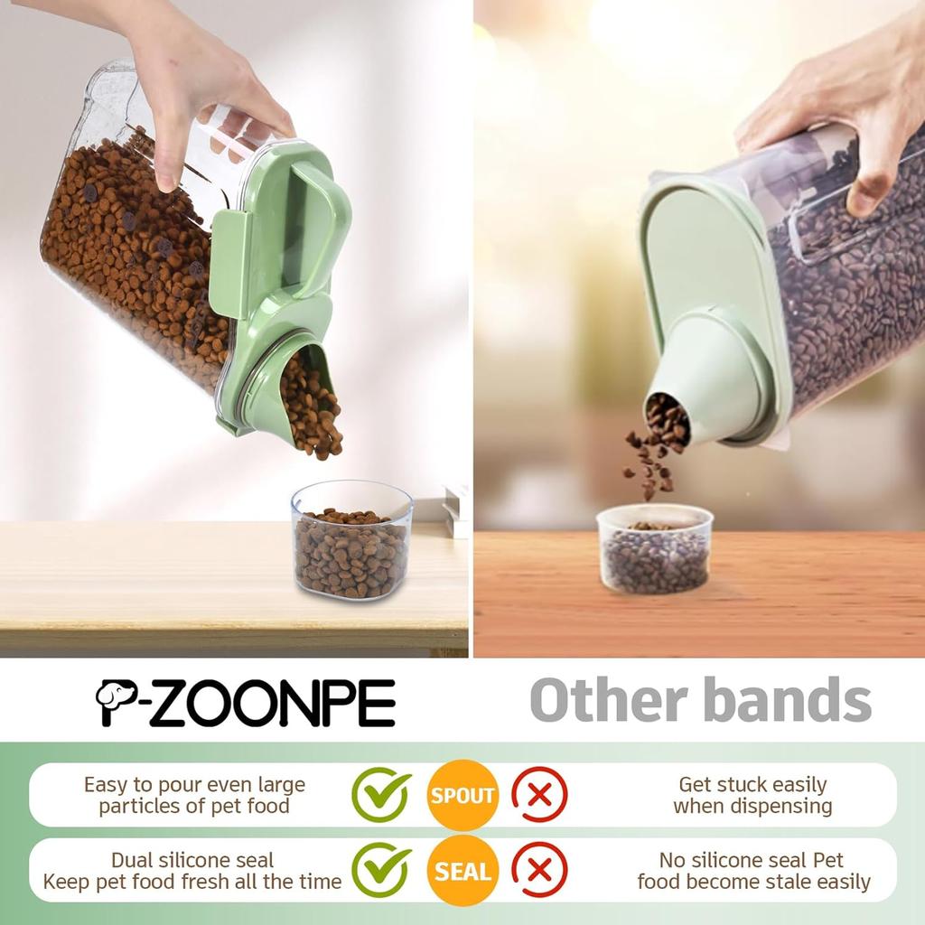 Dog Food Container Small, Pet Food Container with Airtight Pour Spout, Cat Food Storage Container with Measuring Cups, Portable Small Dog Food