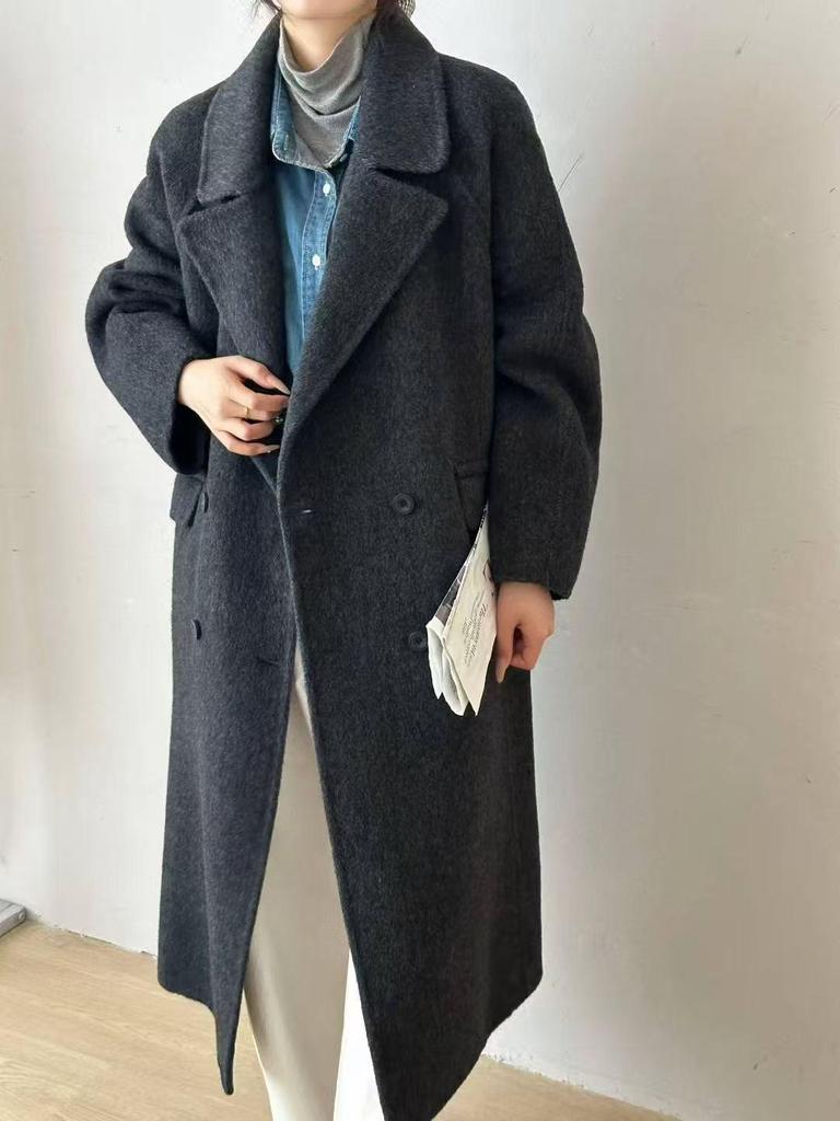 Double-Sided Wool Coat: Women's Long, Loose Korean Style with High-End Luxury for Autumn/Winter