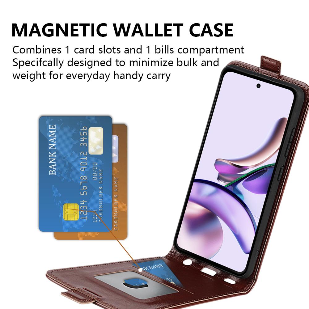 For Motorola Moto G13 4G/G23 4G Vertical Flip PU Leather Cover Crazy Horse Texture Shockproof Card Holder Phone Case