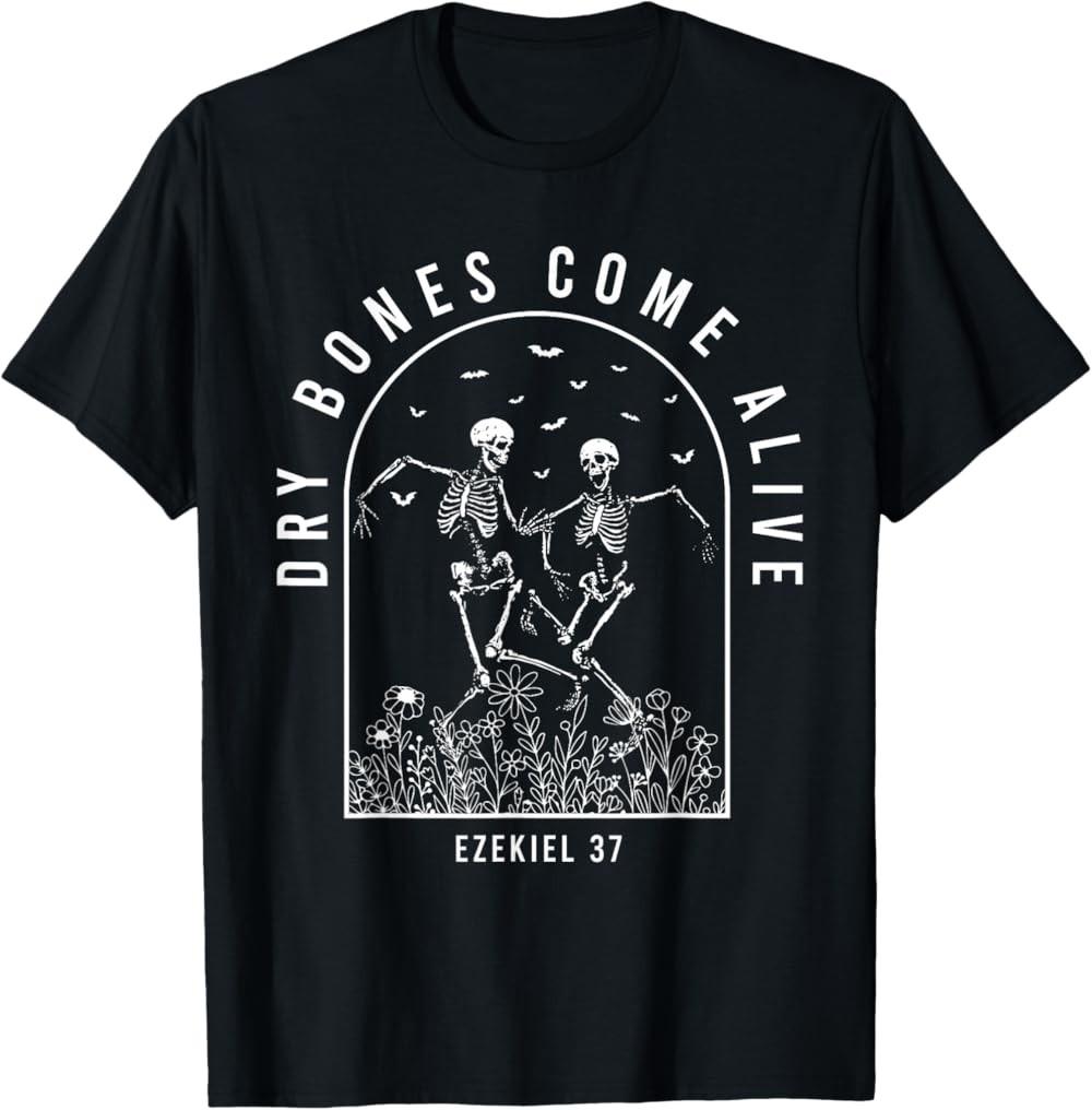 Dancing Skeleton Dry Bones Come Alive Christian Halloween T-Shirt M