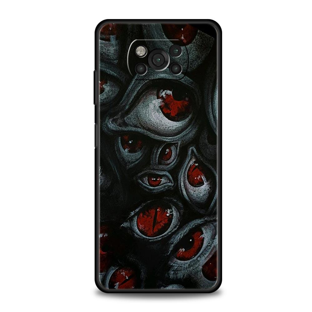 Spooky Scary Red Eye Phone Case Cover for Xiaomi Poco F7 Ultra F6 F5 F4 F3 X6 X5 X4 X3 NFC C51 C55 M4 GT 5G Soft TPU Shell Bags