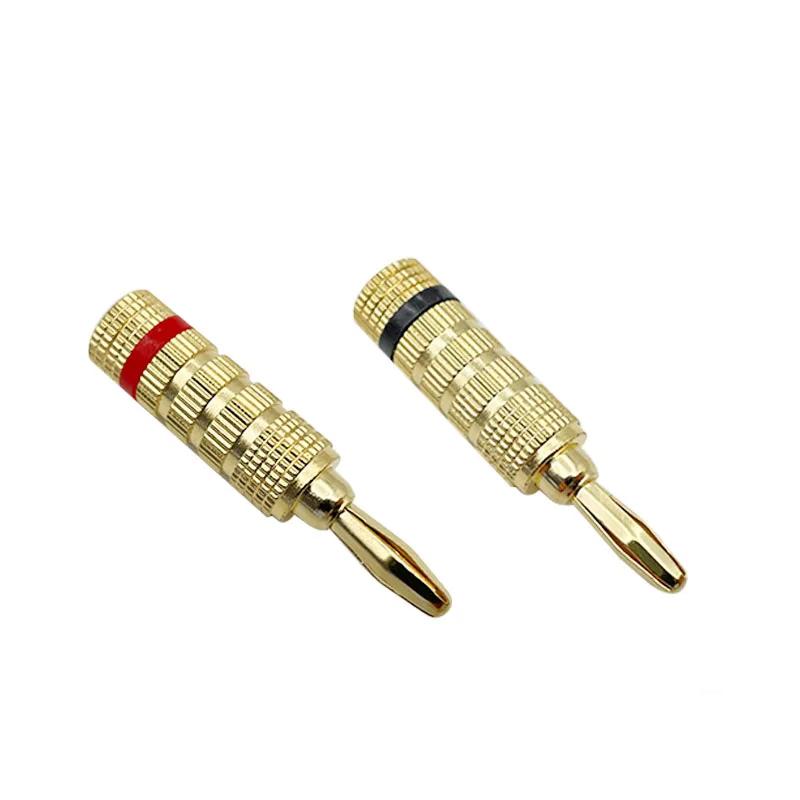 8Pcs 24K Gold Plated Copper 4mm  Banana Plug  Banana Connector Male Speaker Plug Black Red