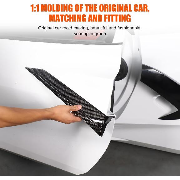 4 Stück Außen Türgriff Abdeckung Zierleiste Kompatibel mit Corvette C8 Stingray 2020-2024 Echte Kohlefaser Seitenkotflügel Lüftungsgitter Tür Zierleiste C8