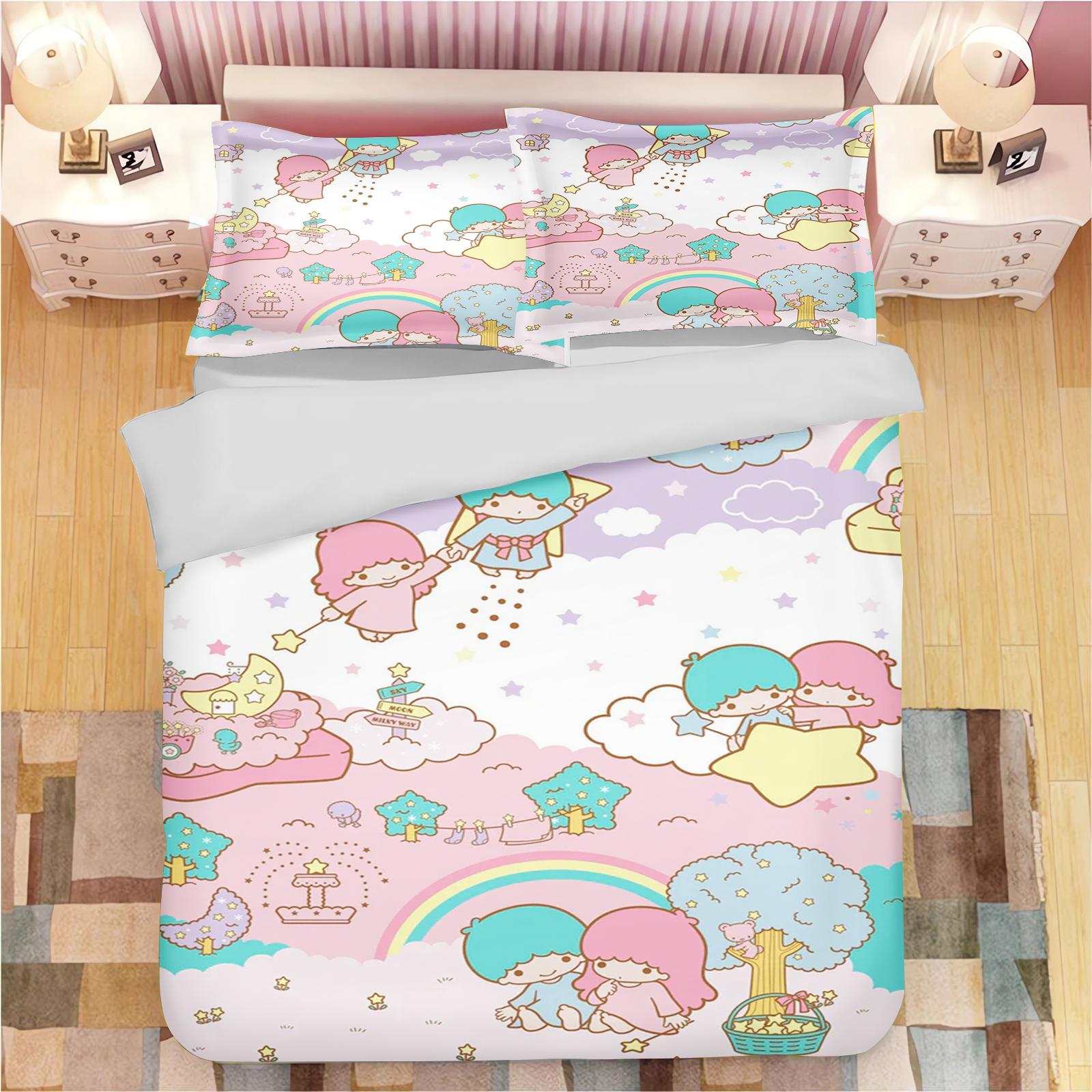 

Duvet Cover MINISO-LITTLE TWIN STARS Bedding Set Children S King Size Twin Covers Children Printed 100% Polyester 90X200cm