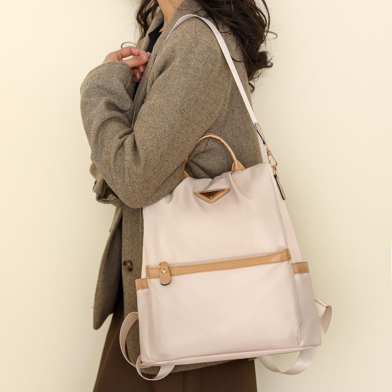 Backpack Women's Solid Color Commuter Backpack Large Capacity Contrast Color Bag
