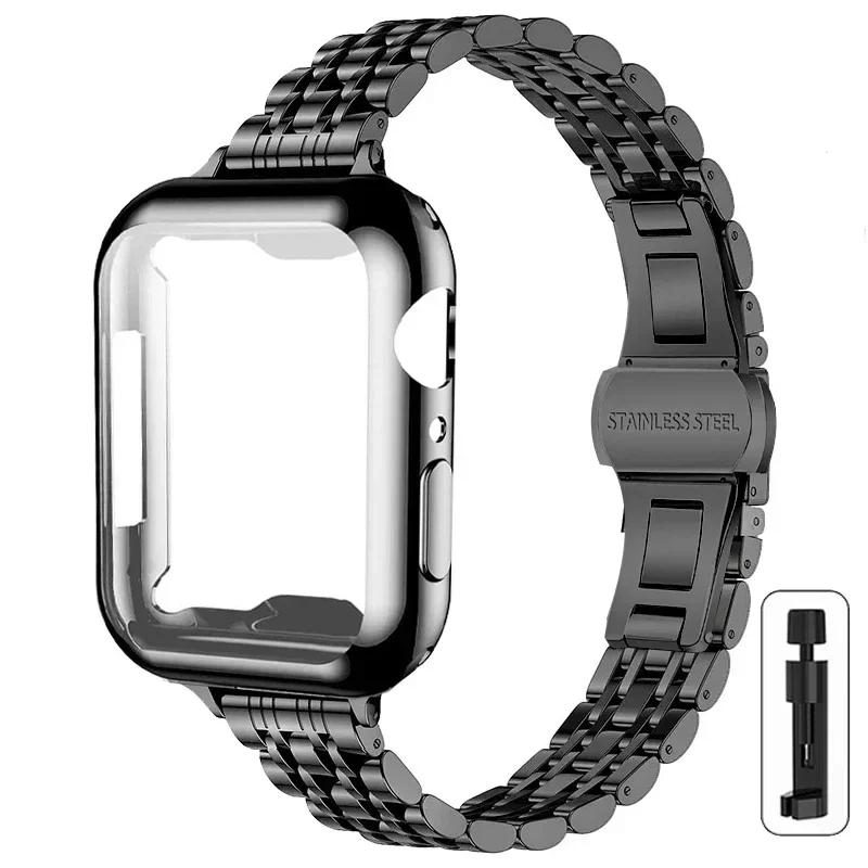 Metal Band+Case for Apple Watch Ultra2 Strap 49mm 42mm 41 45 46 40 44mm Cover Steel Bracelet For Iwatch Series 10 9 8 7 6 SE 5 4